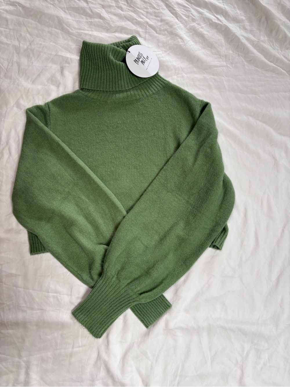 Green Crop Turtleneck Sweater